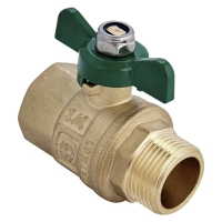 Кран шаровой латунный DN 15 PN 40 бабочка, муфта-штуцер, полнопроходной, MVI ''H2O'' BV.714.04 Арт.922100230